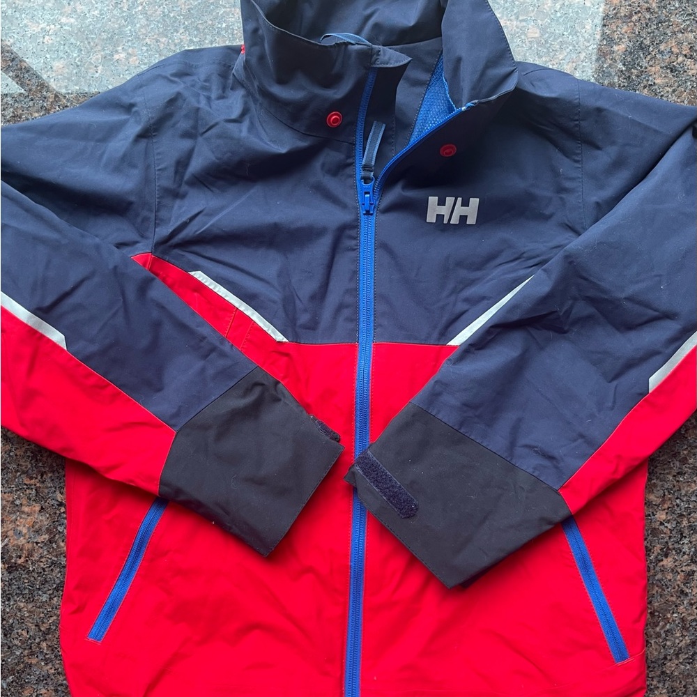 Helly Hansen Kids' Navy and Red Waterproof Jacket Sz 10
